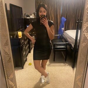 Zara Black Faux Leather Mini Dress